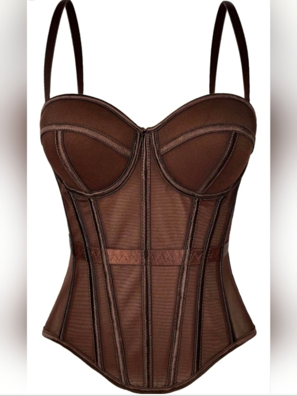 New -Women's Bustier Corset Top Spaghetti Strap Fitted Mesh Bonded  Going Out